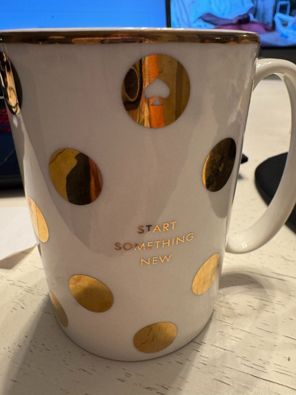 Kate Spade Lenox Gold/White Mug NWOT "Start Something New"